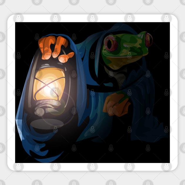 Frog with a lantern Sticker by RJWLTG